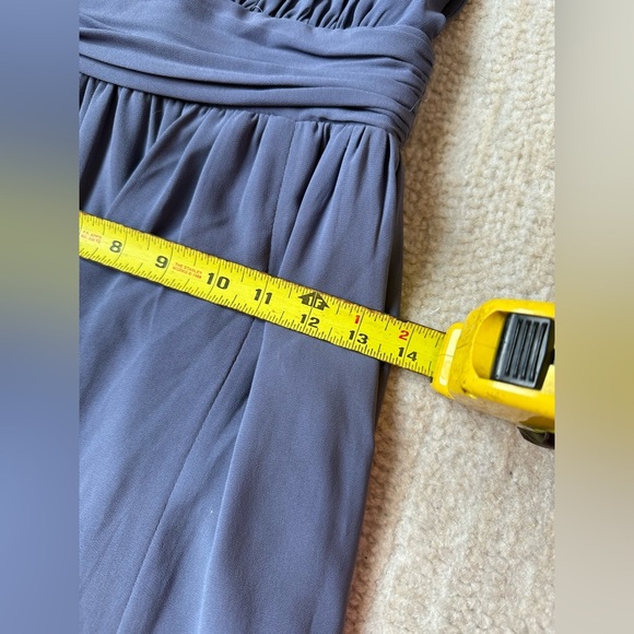 Lulus Maxi Dress Size XXS V-Neck Chiffon Gown Dusty Blue Gray Wedding Bridesmaid - Picture 14 of 16